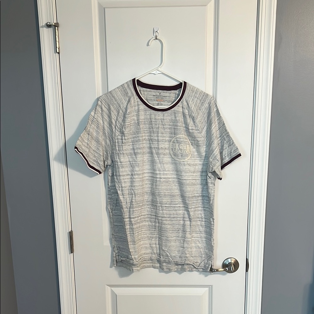 USED AEO Gray Striped Men's Large Shirt